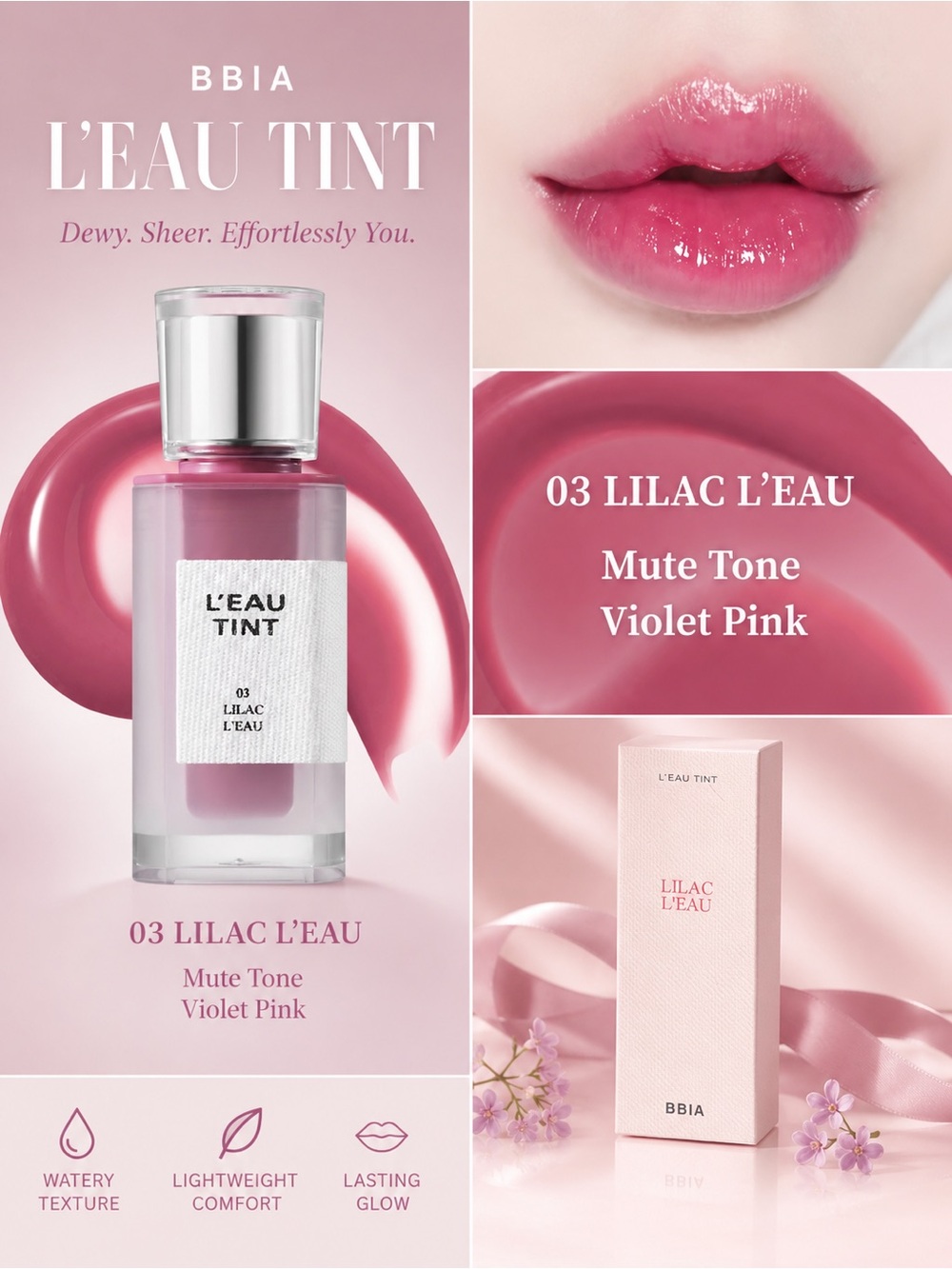 L'EAU TINT 03 Lilac L'Eau — Violet Pink Dewy Lip Tint